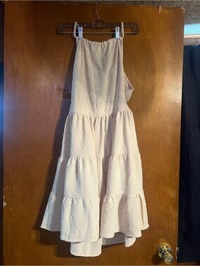 SHEIN Cream Tiered Ruffled Sundress for Girls